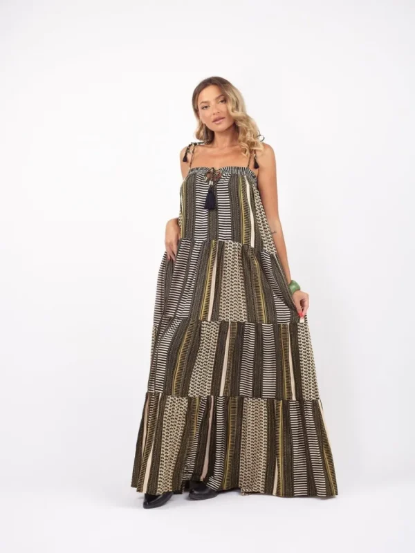 Vestito lungo a balze Flavienne