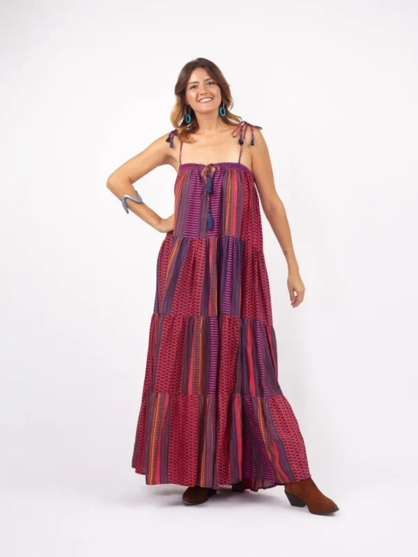 Vestito lungo a balze Flavienne