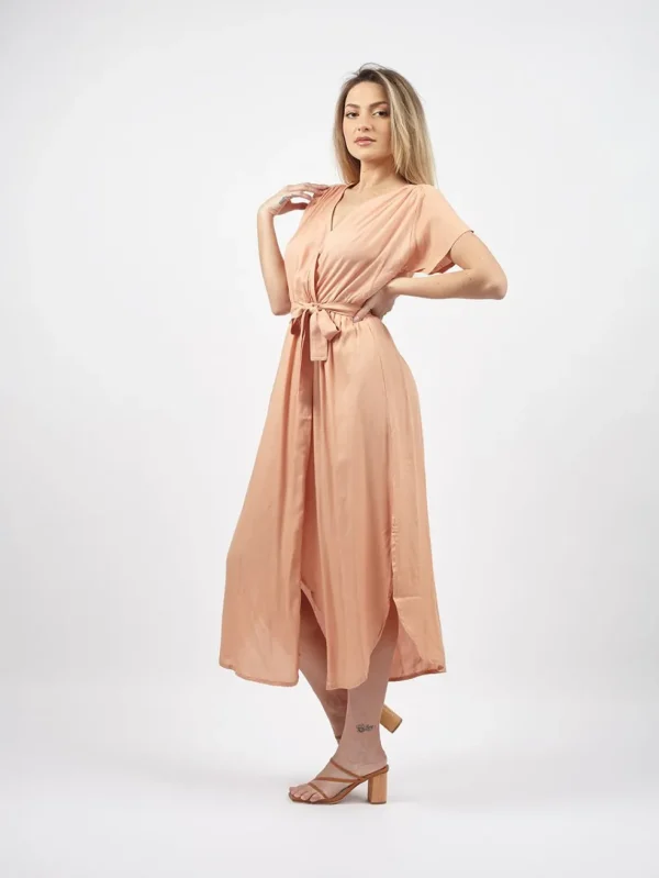 Vestito lungo ad incrocio con fusciacca Karlie