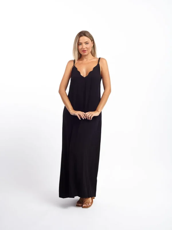 Vestito lungo bretella scollo merlato Layla
