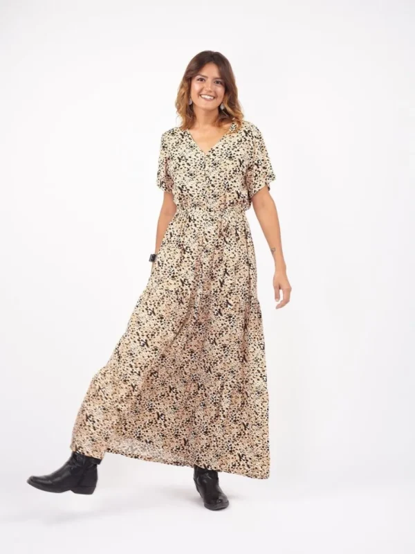 Vestito lungo chemisier con cintura Emma