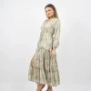 Vestito lungo con manica e balze Caroline