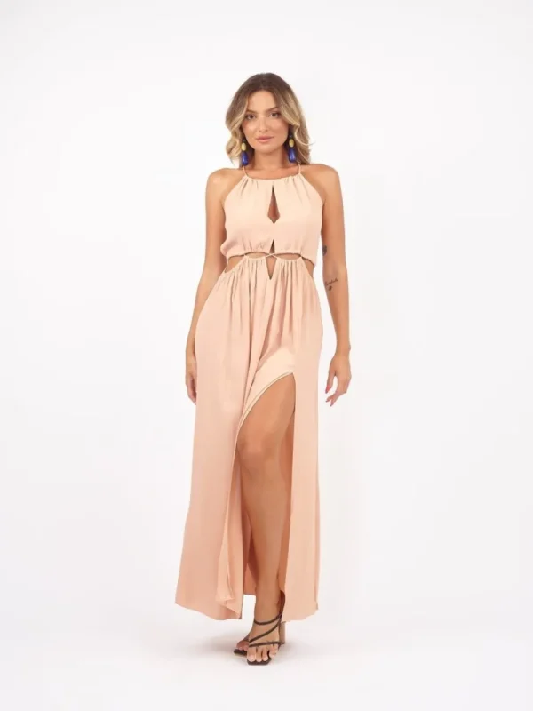 Vestito lungo elegante rayon cut out Aida
