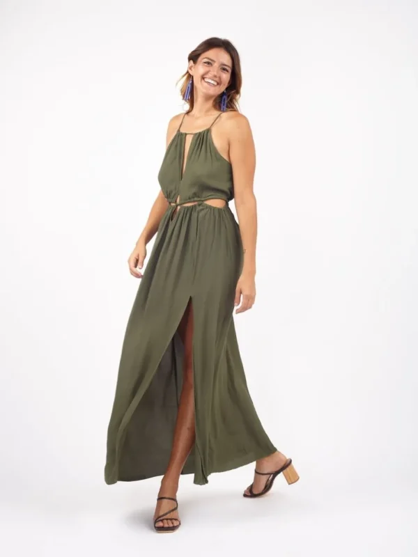 Vestito lungo elegante rayon cut out Aida