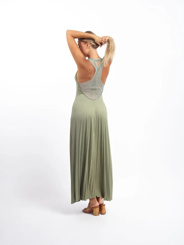 Vestito lungo jersey dettaglio schiena elegante Roberta