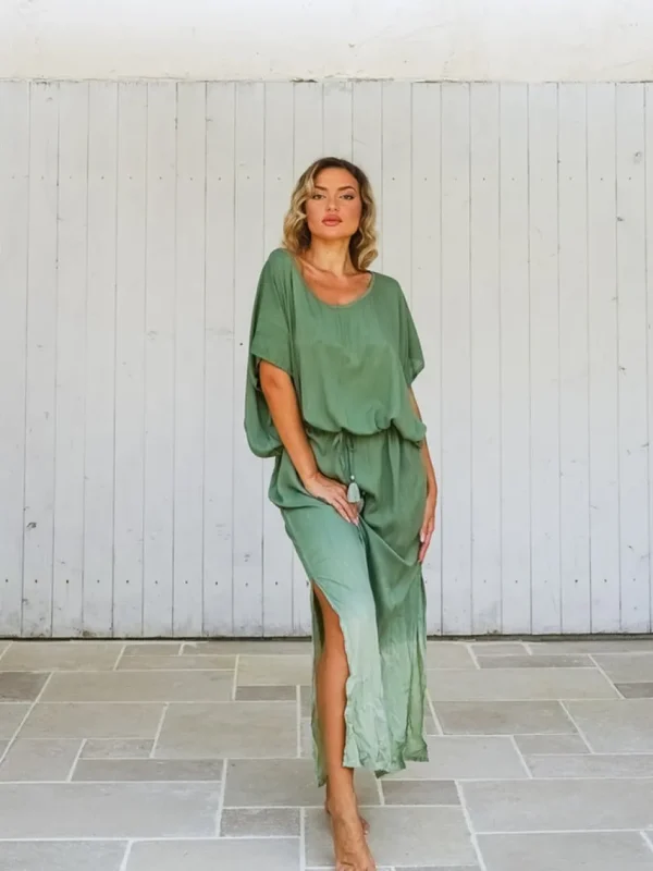 Vestito lungo over rayon stampa sfumata Elvira