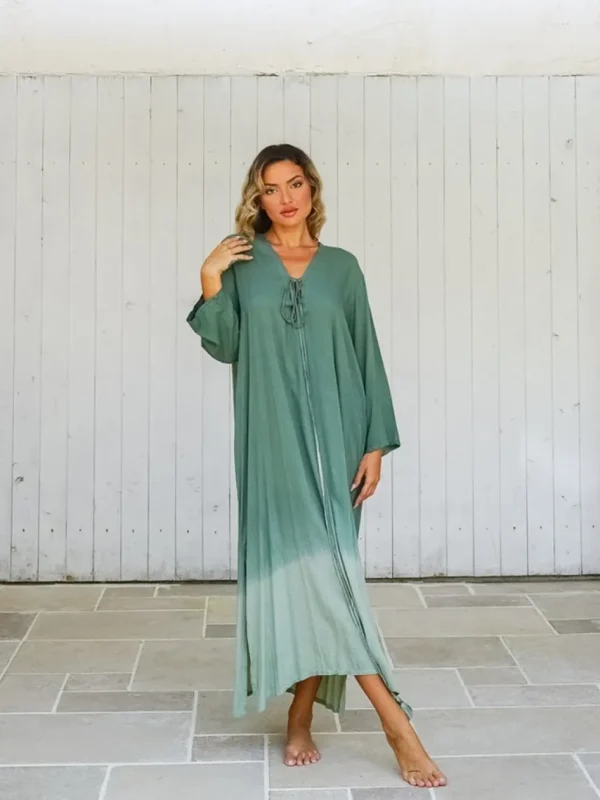 Vestito lungo over rayon stampa sfumata Rhea