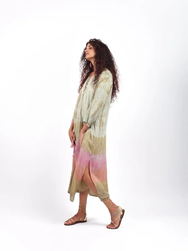 Vestito lungo over rayon stampa sfumata Rhea
