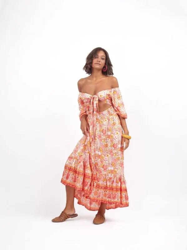 Vestito lungo rayon cut out Liliana