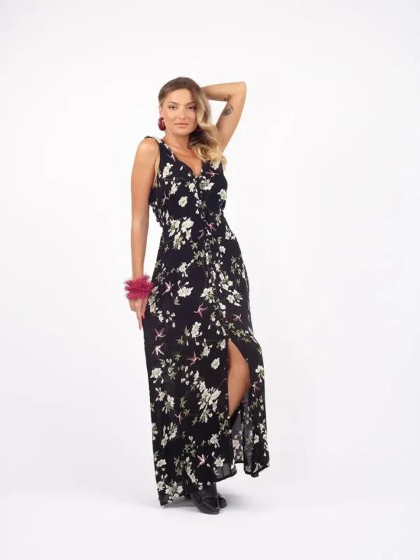 Vestito lungo schiena scoperta rayon Annika