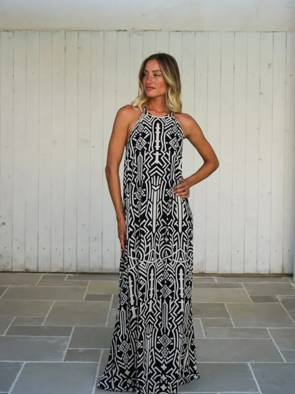 Vestito lungo schiena scoperta rayon Tilde