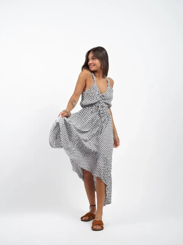 Vestito lungo scollo incrocio Georgine