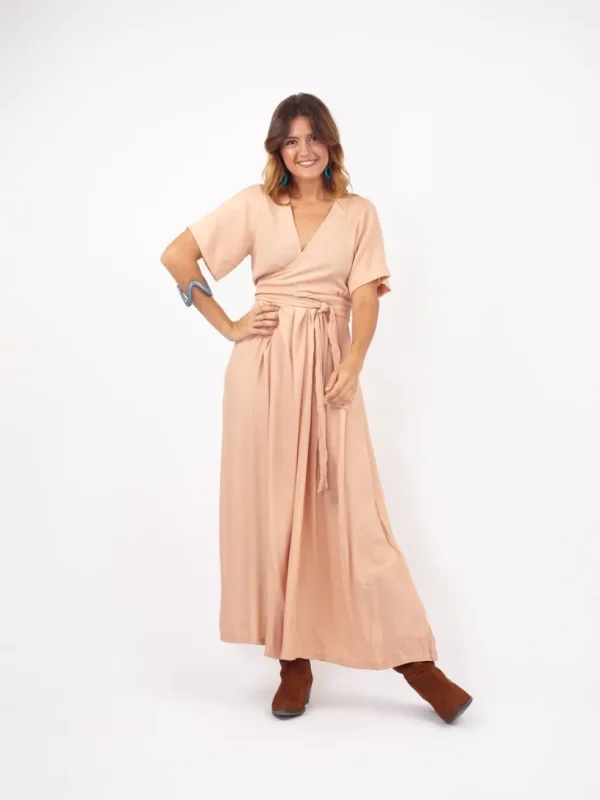 Vestito lungo scollo modellabile con fusciacca Kris