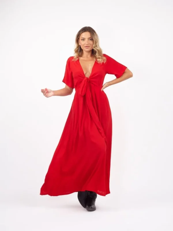 Vestito lungo scollo modellabile con fusciacca Kris
