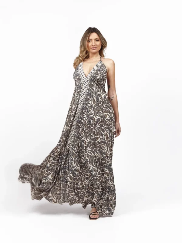Vestito lungo seta open back Nina