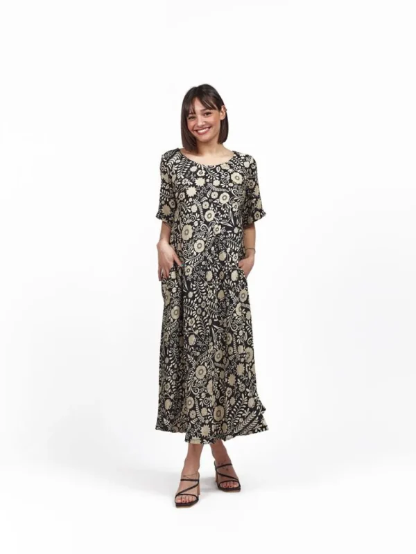 Vestito midi seta con manica Clarita