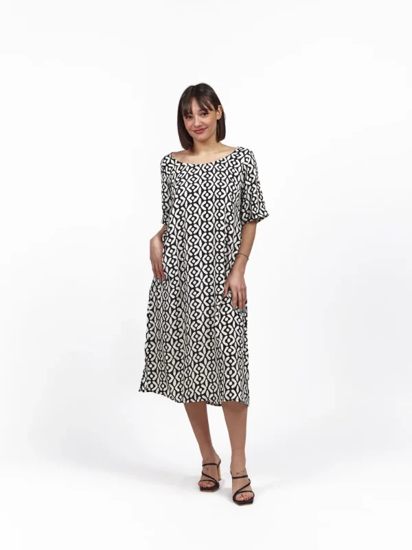 Vestito midi seta manica Gaia