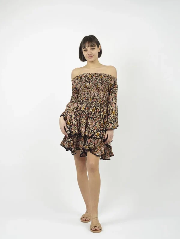 Vestito rayon corto con balze Monique