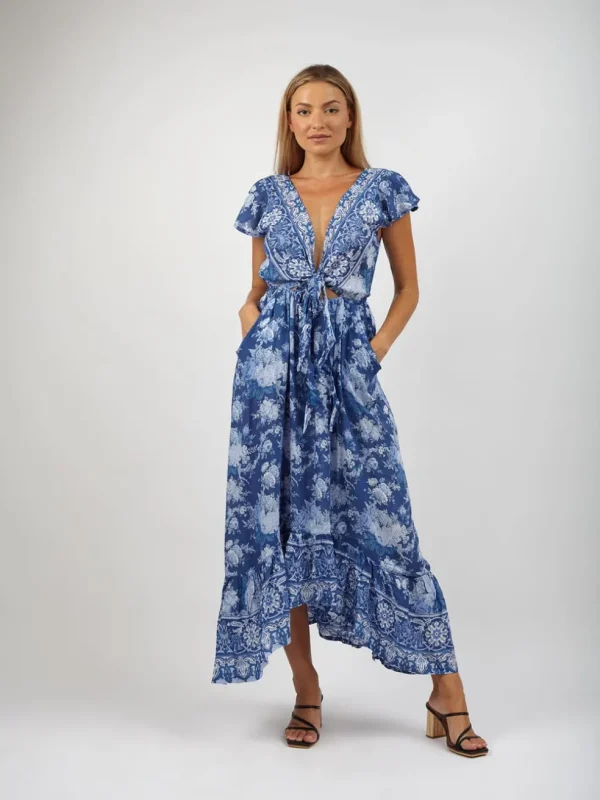 Vestito rayon lungo con nodo Jessica